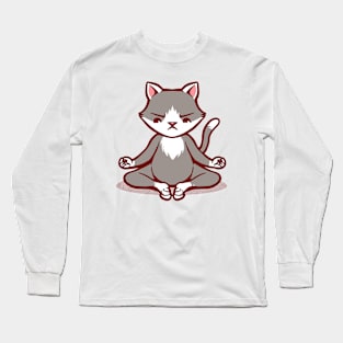 Cat Animals Meditation Zen Buddhism by Tobe Fonseca Long Sleeve T-Shirt